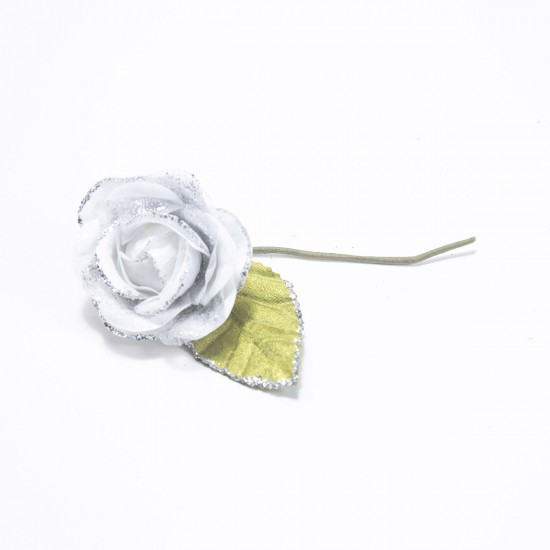 Rosa Blanca y Plateada 17 cm