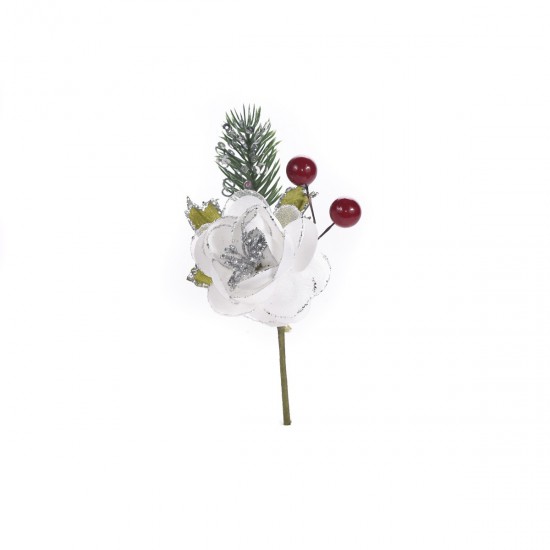 Pick Flor Blanca y Frutos Rojos 16 cm