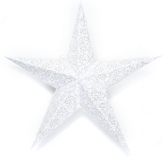 Estrella de Papel blanca y plateada con LED 60 cm