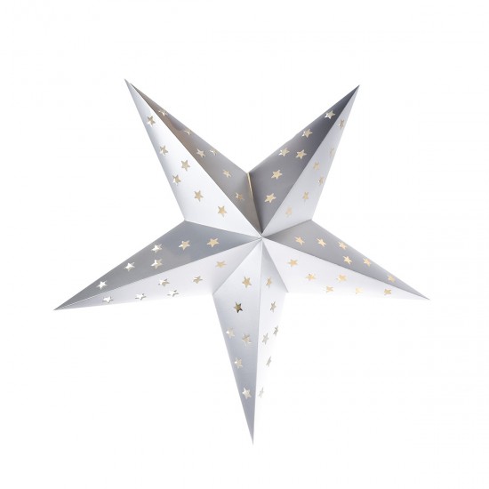 Estrella de Papel plateada con LED 75 cm