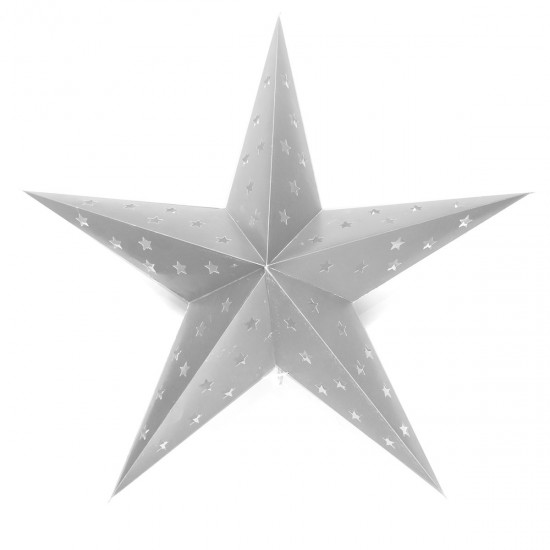 Estrella de Papel plateada con LED 60 cm