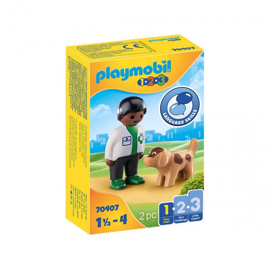Veterinario Con Perro 1.2.3 Juguete Playmobil
