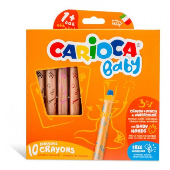Crayón Lápiz Acuarela 3 en 1 Baby Carioca x 10